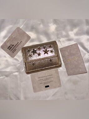 EUC - Jimmy Choo Nemo Star-Studded Trifold Wallet - Full Set